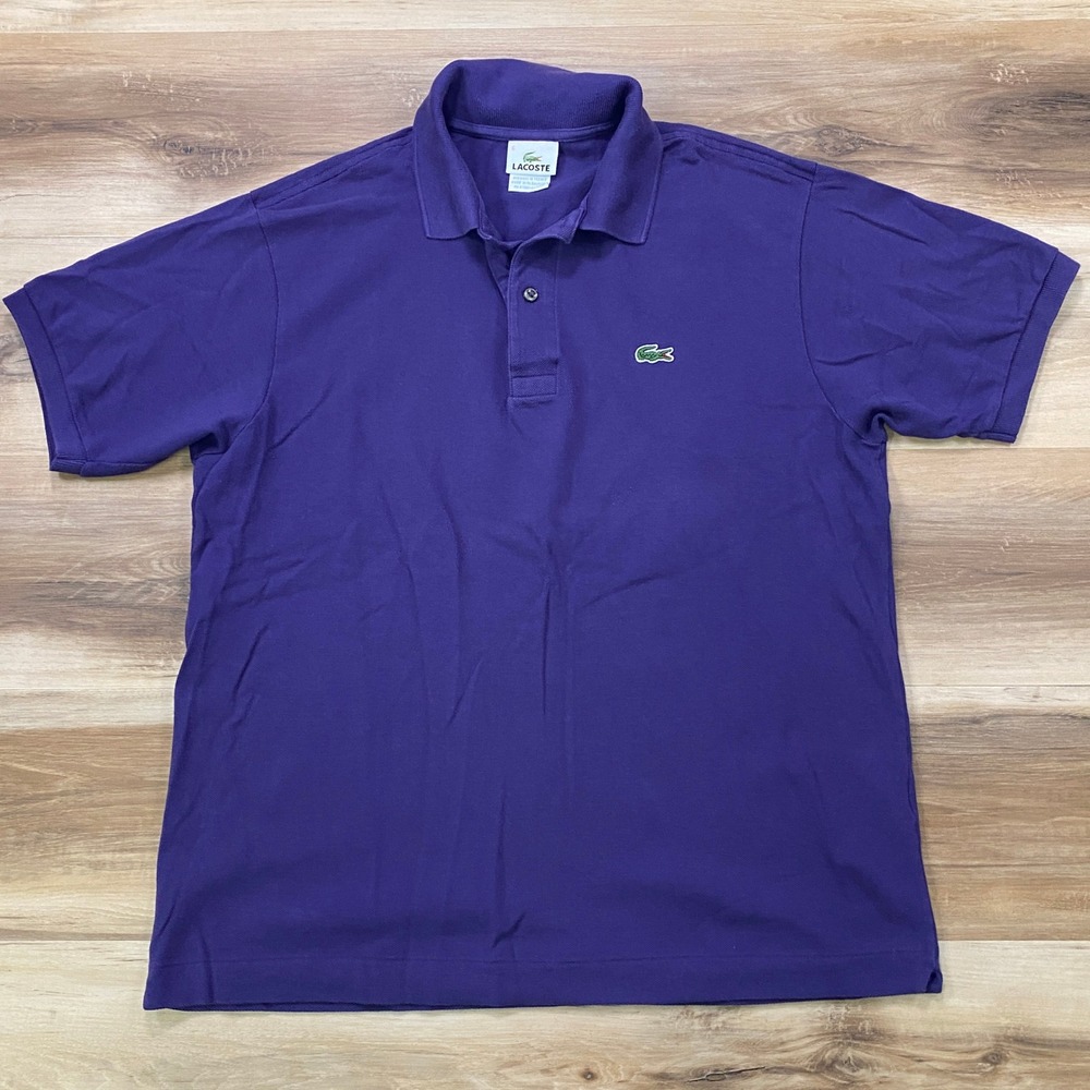 Lacoste Polo Shirt Size 5 Large Purple Cotton Pique Short Sleeve Classic Fit